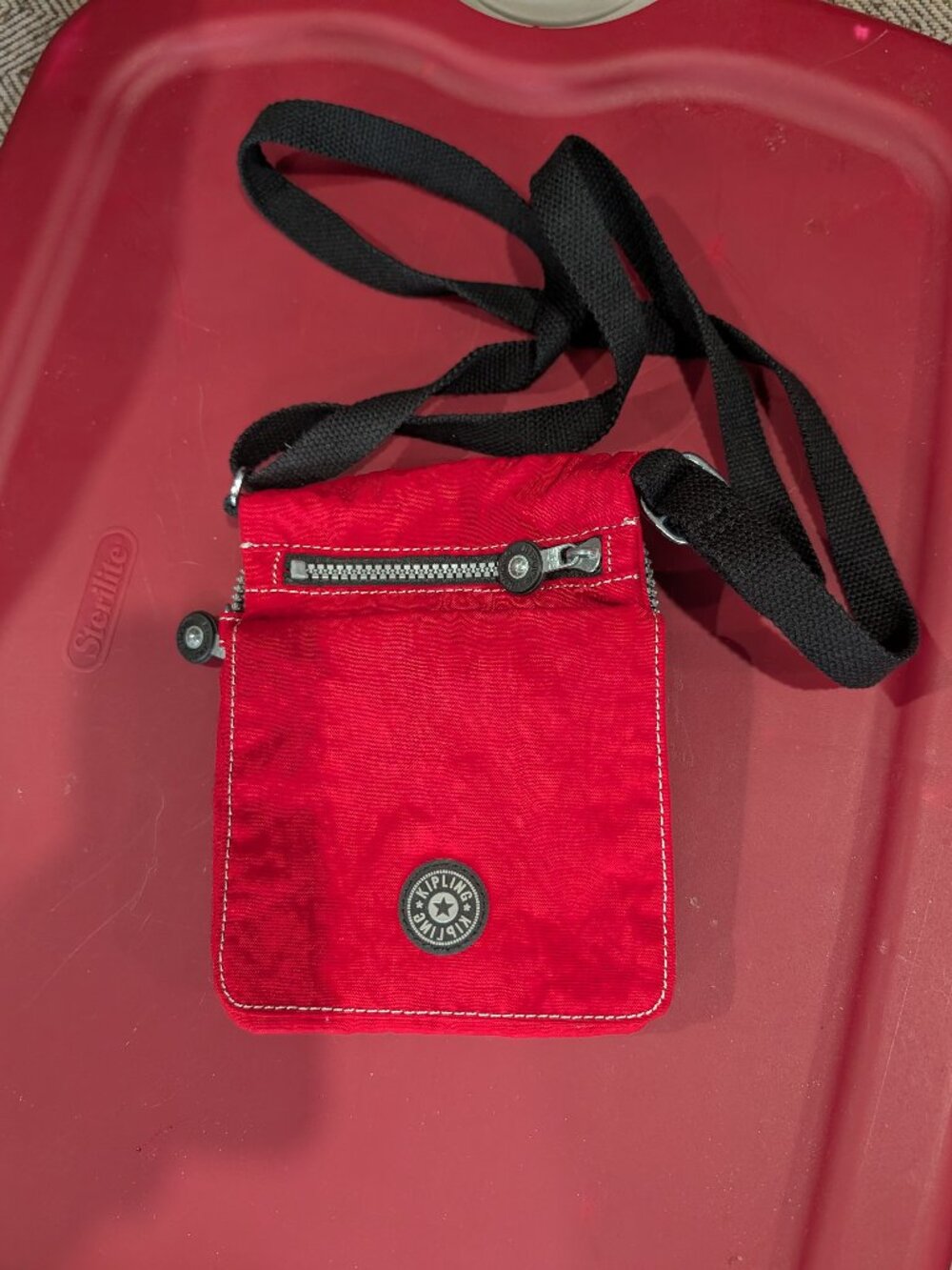 Kipling Red Eldorado Small Nylon Crossbody Travel Bag Organizer